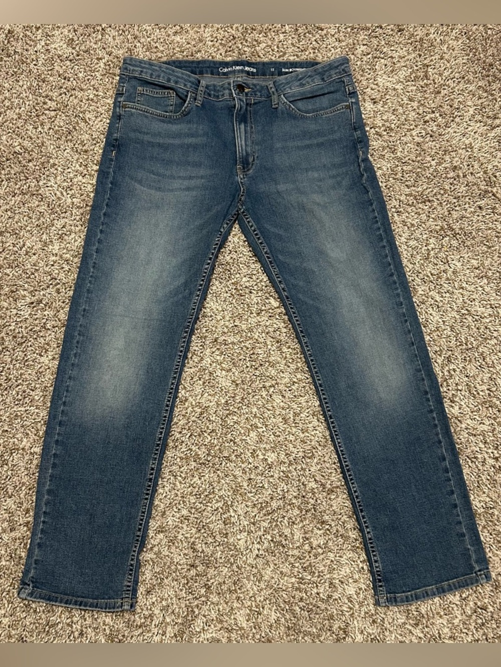 Calvin Klein Slim Boyfriend Jeans Women 12 Medium Wash Classic CK Denim